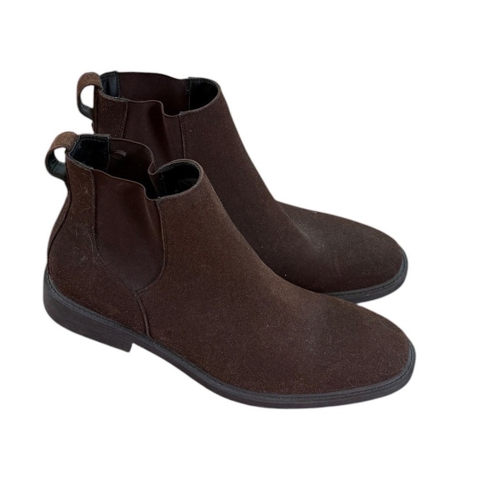 Guess Mens Chelsea Boots Dark Brown NWOT Suede Ankle Pull On Dress Shoes Size 12